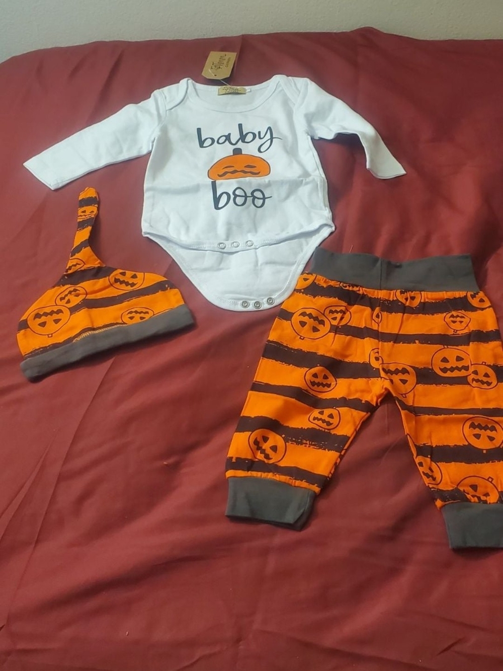 Baby Boo Halloween Pumpkin 3-Piece Costume Set - White & Orange 18-24M $10